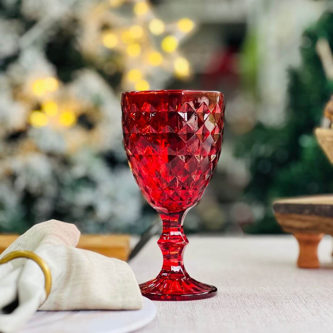 Conjunto 6 Taças de Vidro Para Água Roman Vermelho - 345ml