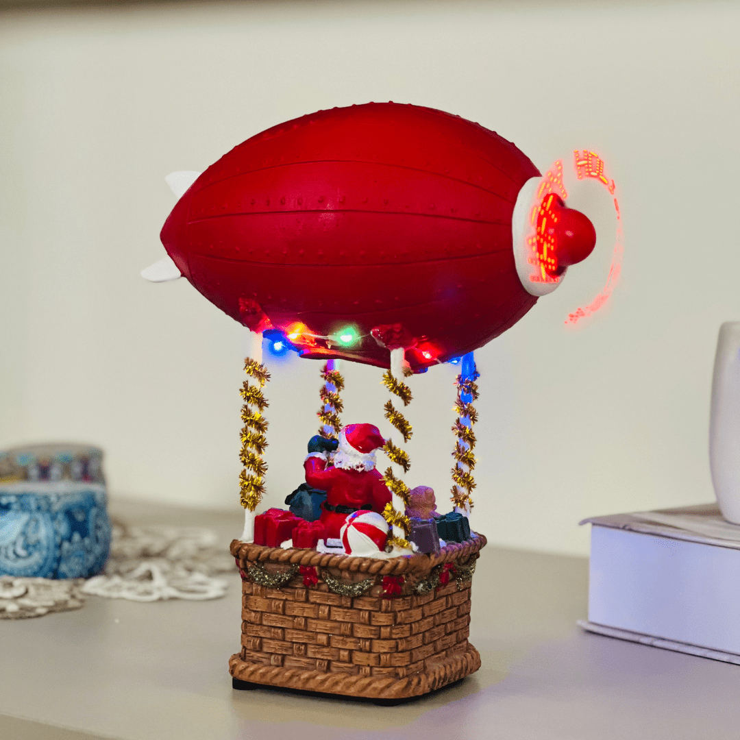 Balão Natalino Com Noel Com Led e Movimento 26cm