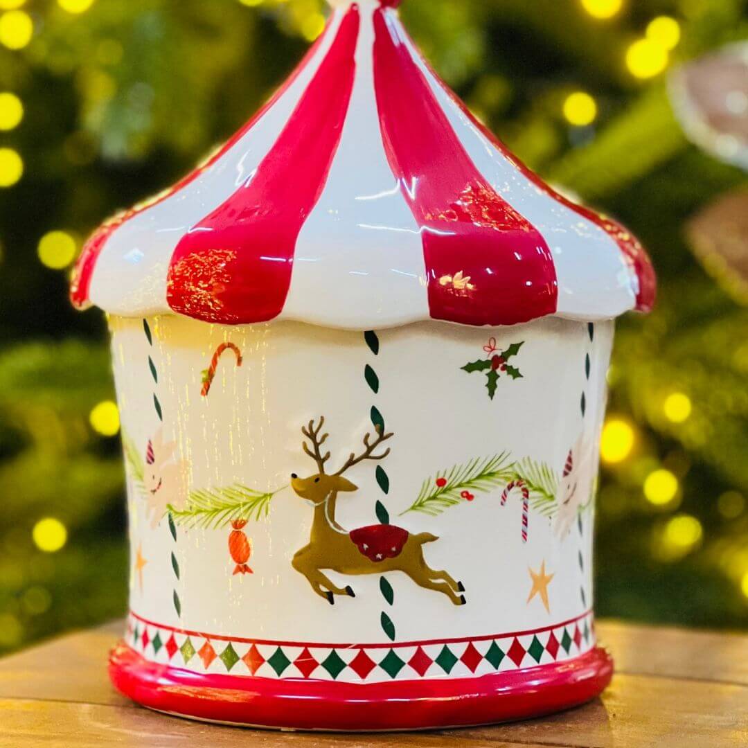 Pote com Tampa Carrossel Natal - 15x20cm