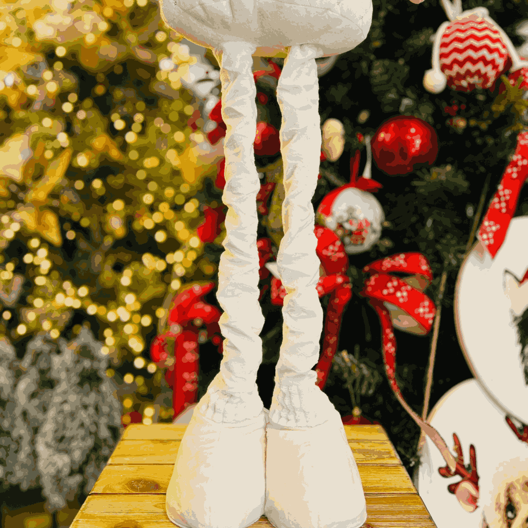 Papai Noel Em Pé Branco e Prata 1m x 36cm - Extensível