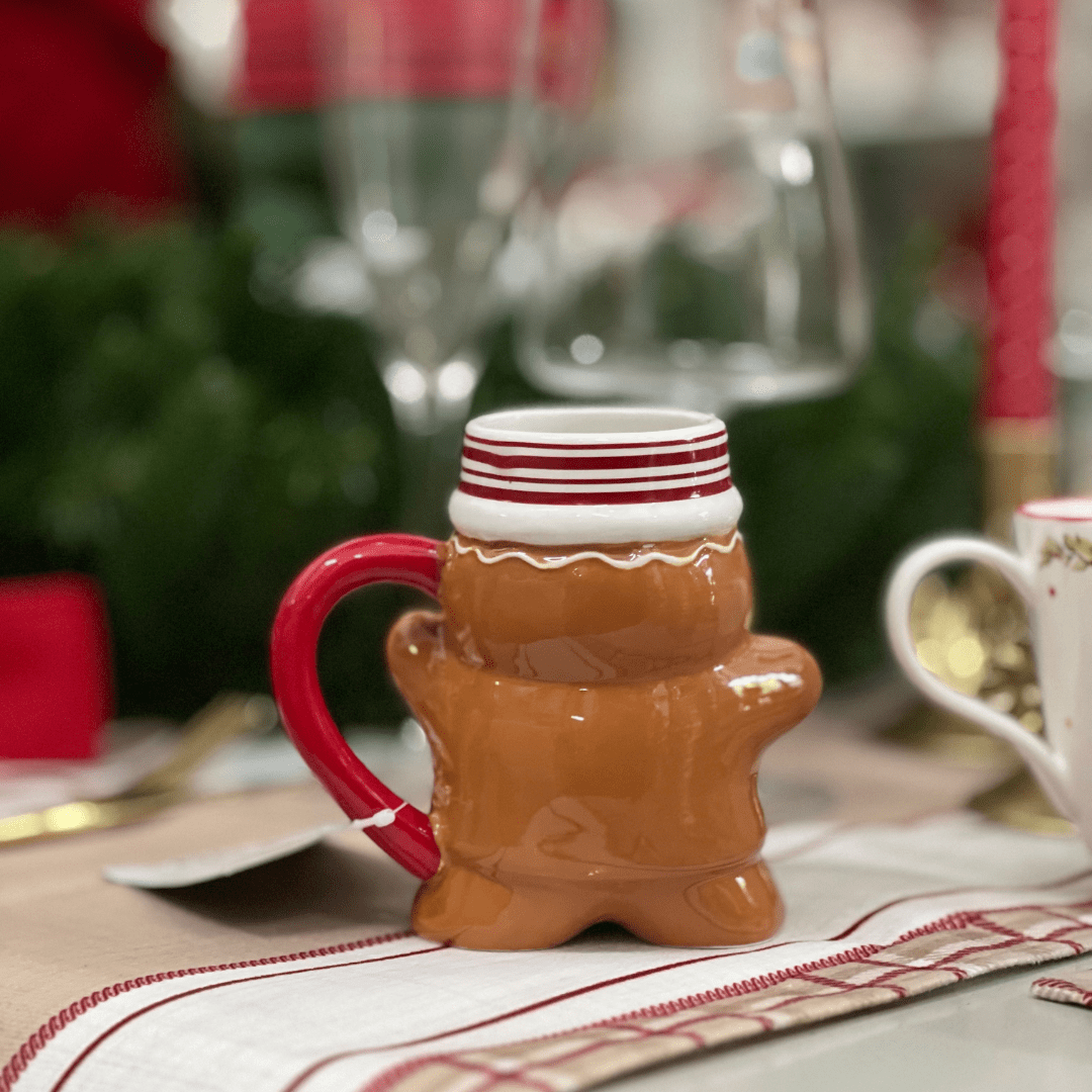 Caneca Natalina de Cerâmica Em Formato de Ginger 350ml 12cm