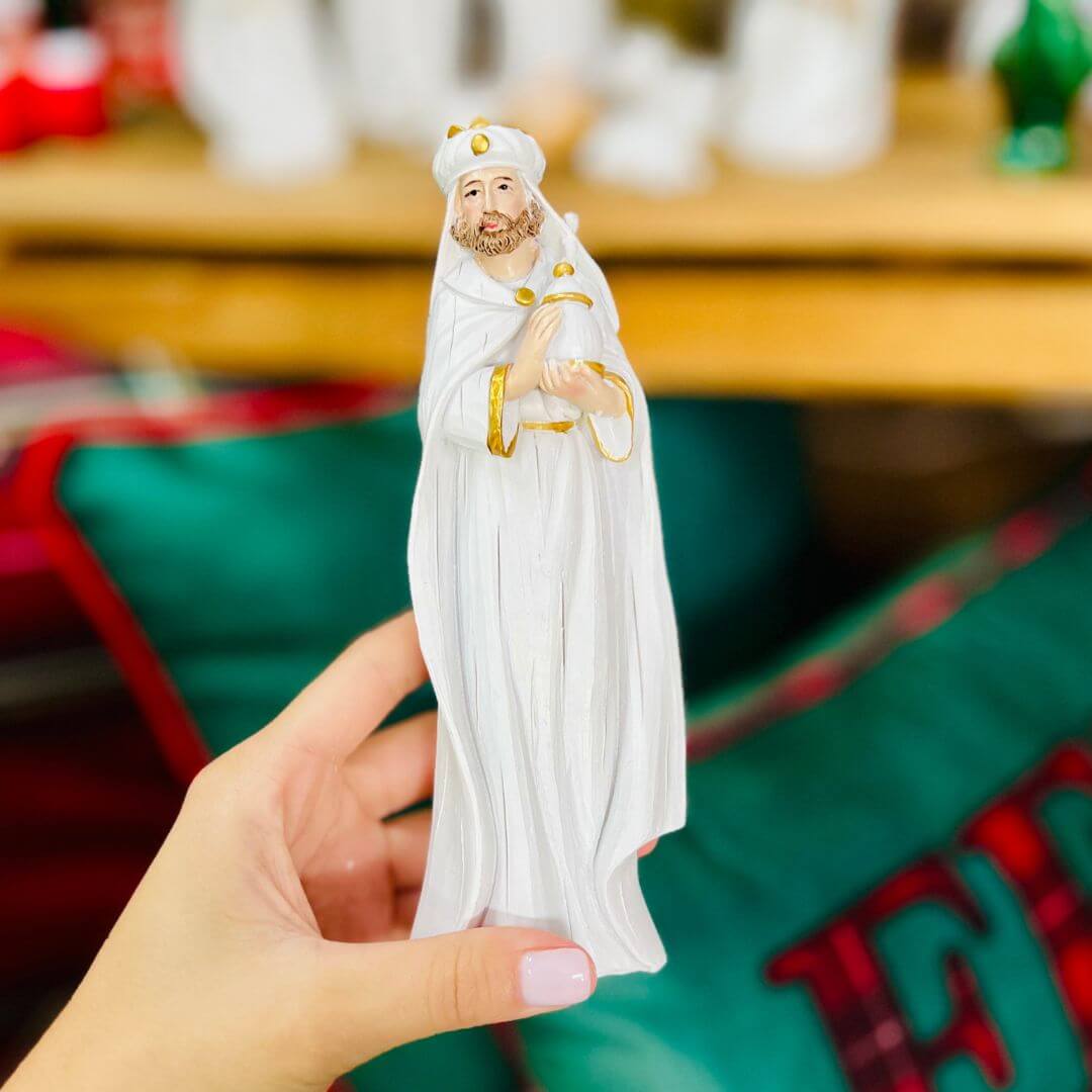 Presépio Branco com Detalhes em Dourado