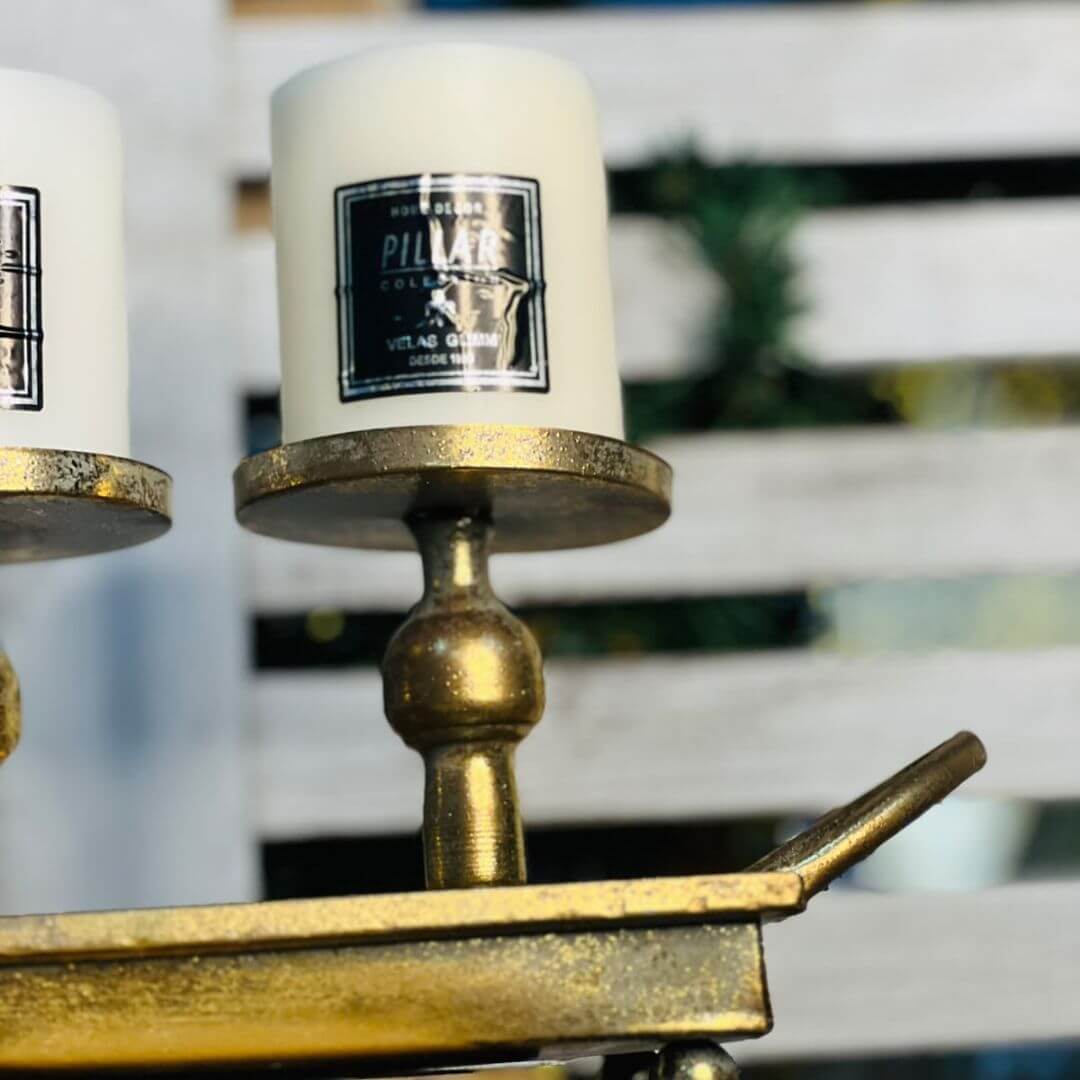 Bandeja Candelabro Metalica - 59,5cmx17cmx15cm