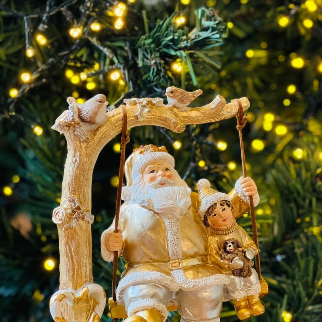 Noel no Balanco C/crianca Our/bco - 14cmx19,5cm C/1 Un
