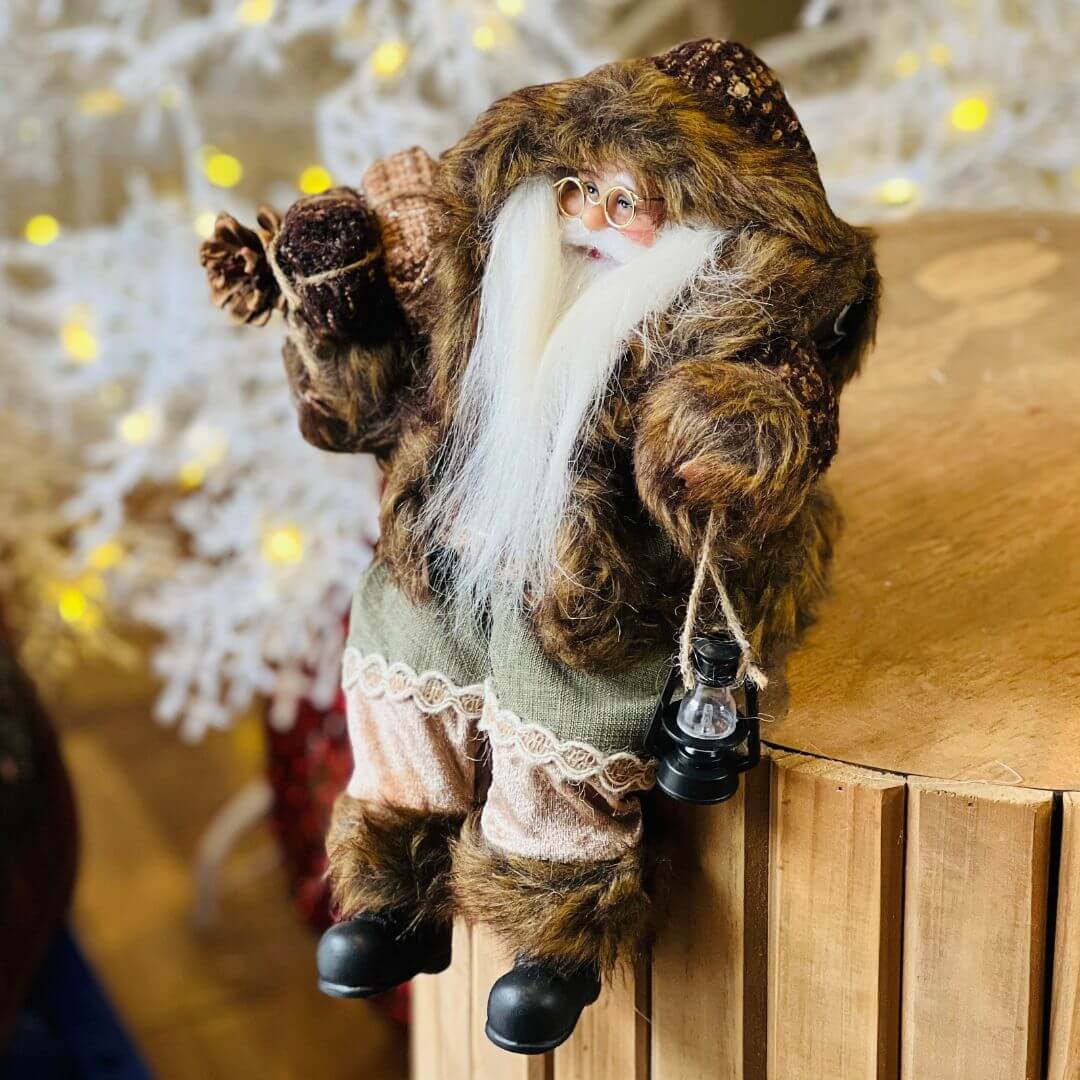 PAPAI NOEL NATAL SENTADO MARROM - 30cm