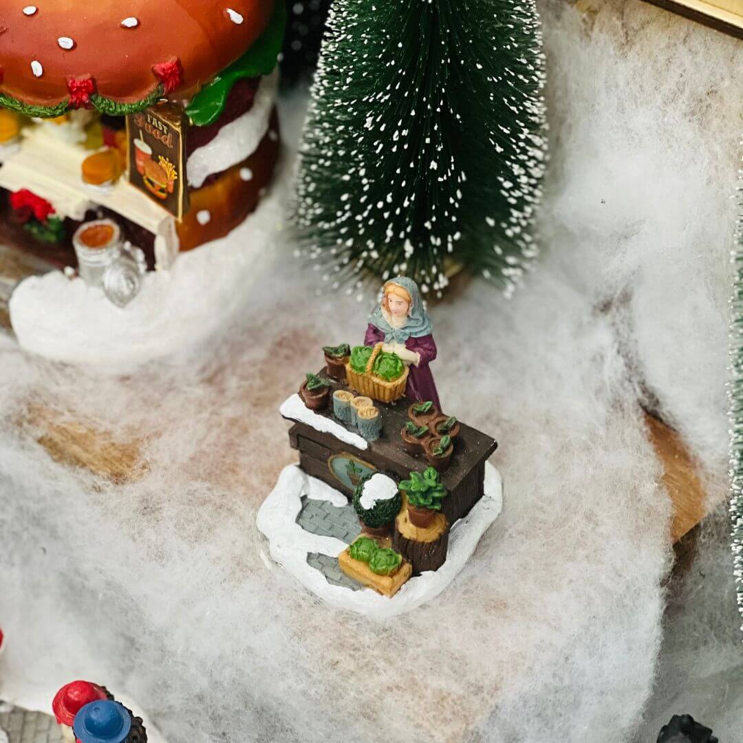 Figura Natal Vendedora Plantas - 6,5x7x6,5cm