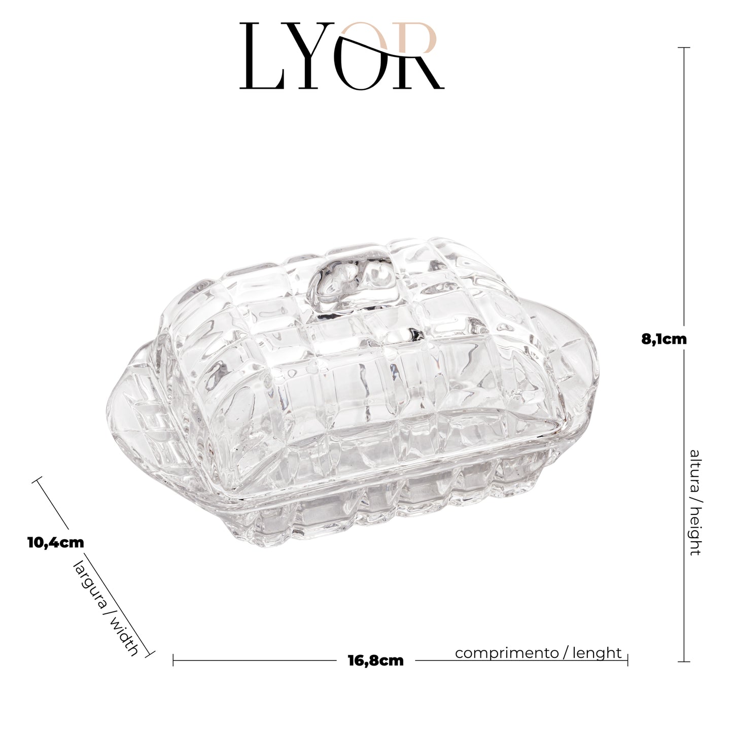 Manteigueira de Cristal de Chumbo Deli 17x10,5x8cm