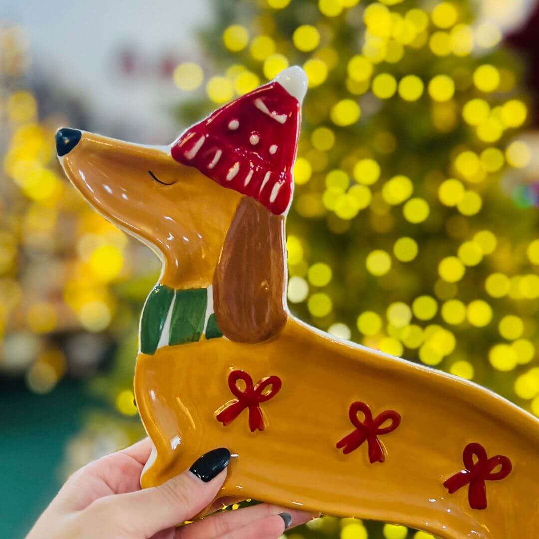 Petisqueira Cachorro Natalino - 28x19,5cm