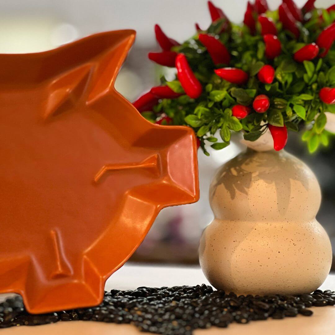 Travessa Porco G Caramelo Fosco - 29cm