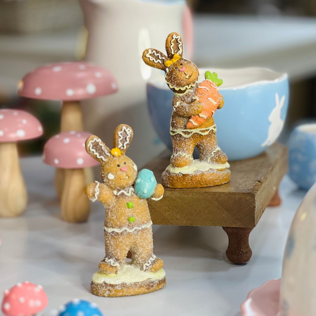 Enfeite de Páscoa Coelho Com Ovinho - 14,5x4,8x7cm
