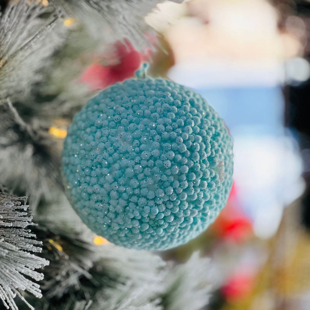 Bola Decorada de Natal Azul - 15cm