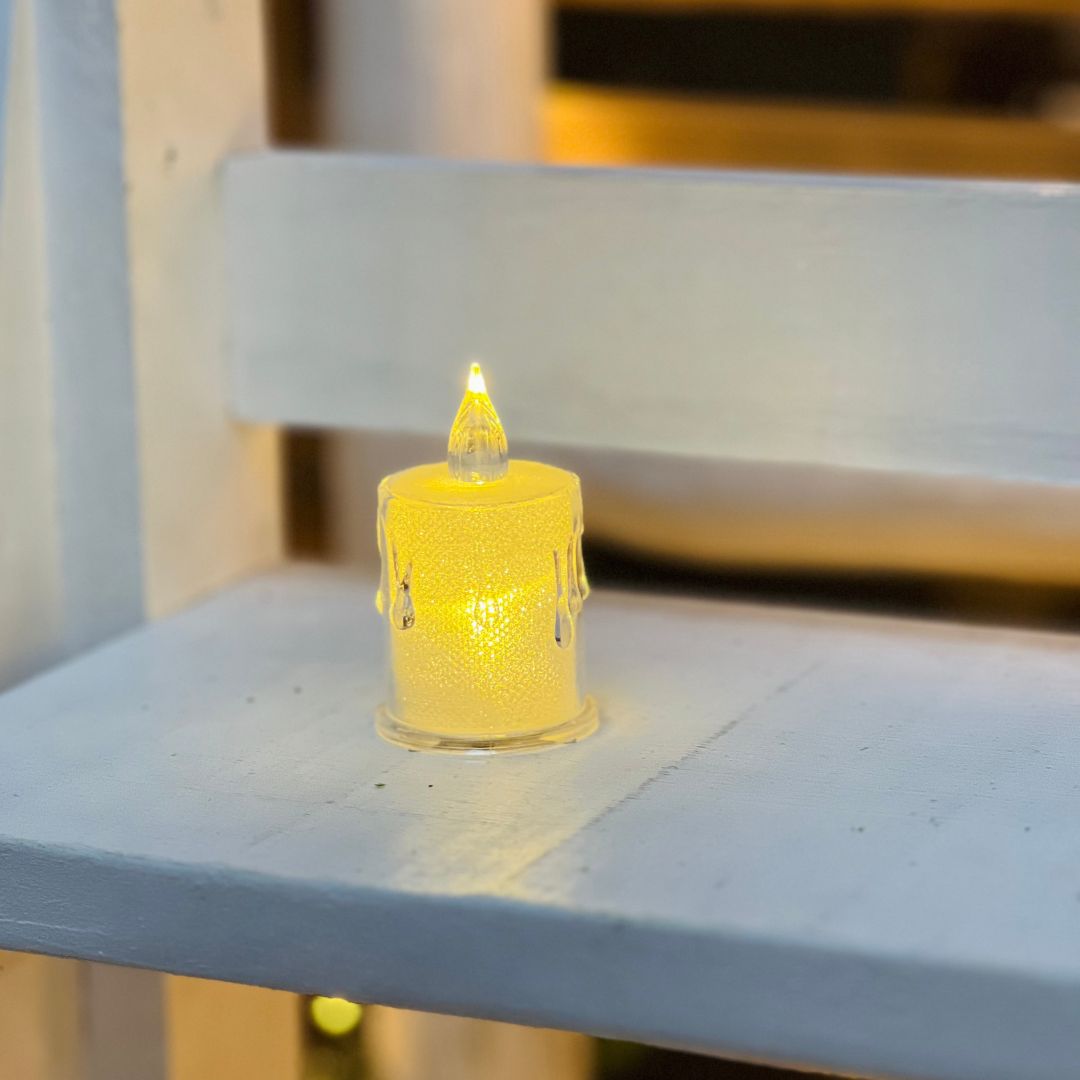 Vela LED de Acrílico Transparente | 6x3cm