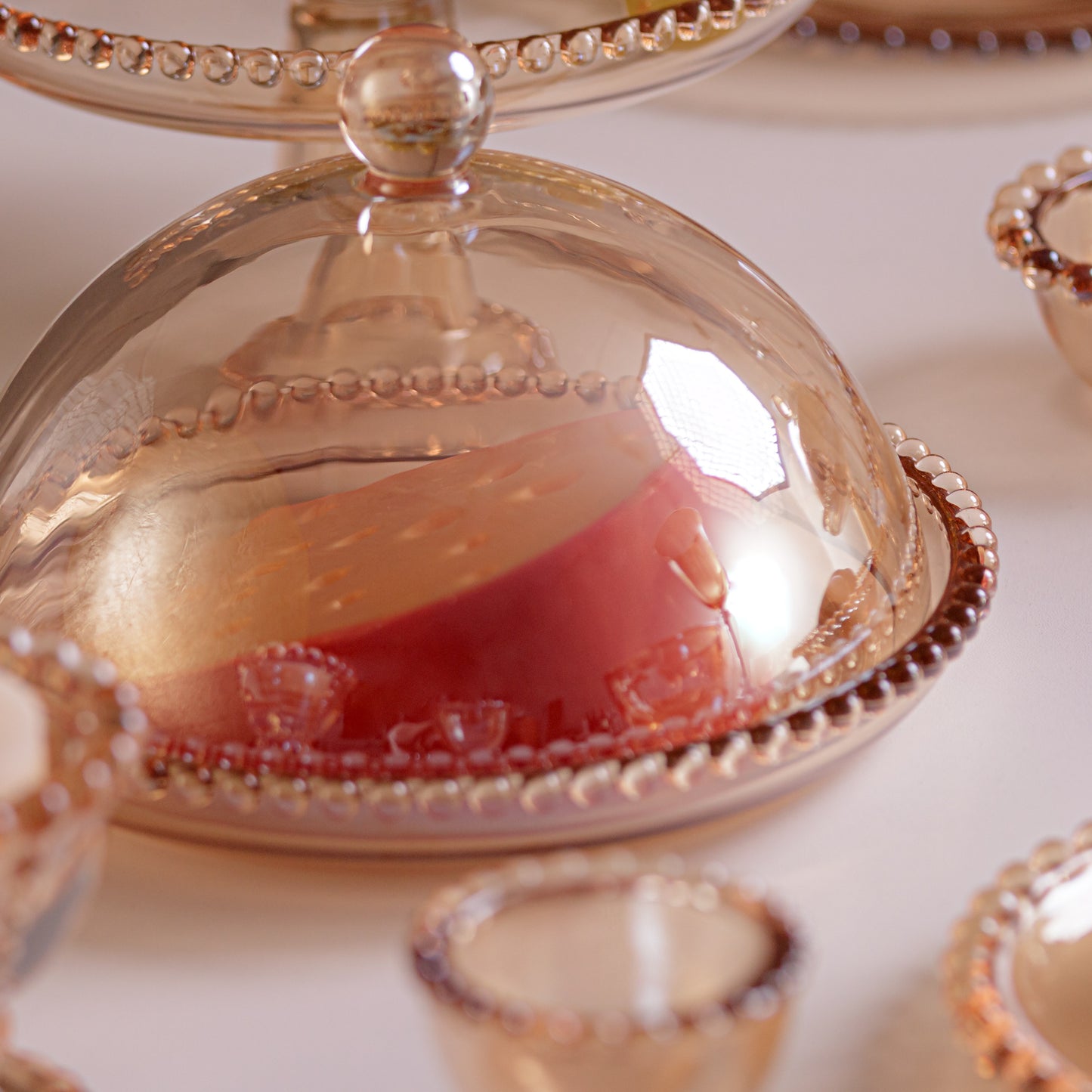 Queijeira Cristal de Chumbo Pearl Ambar 20x12cm