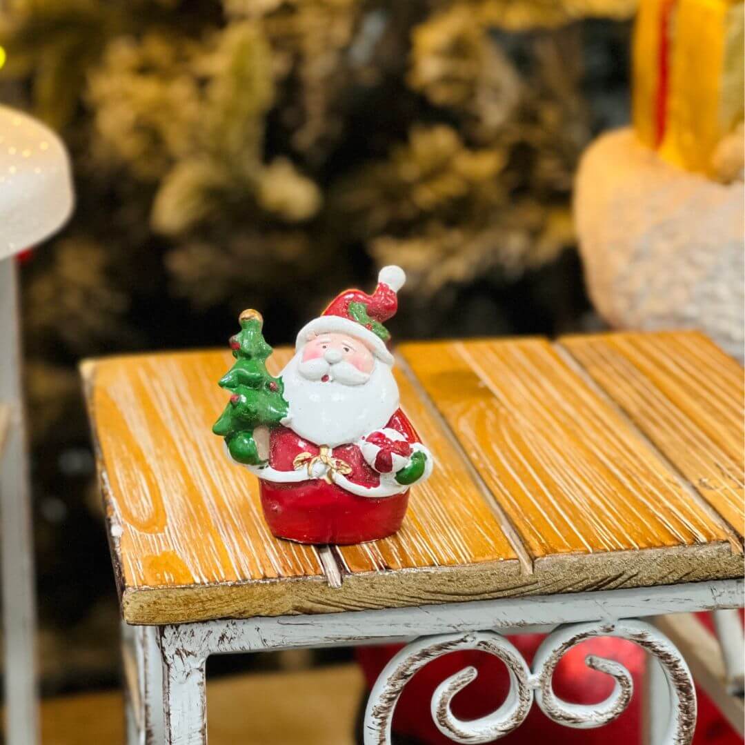 Enfeite Papai Noel e Boneco de Neve em Resina – Jogo com 2 Peças