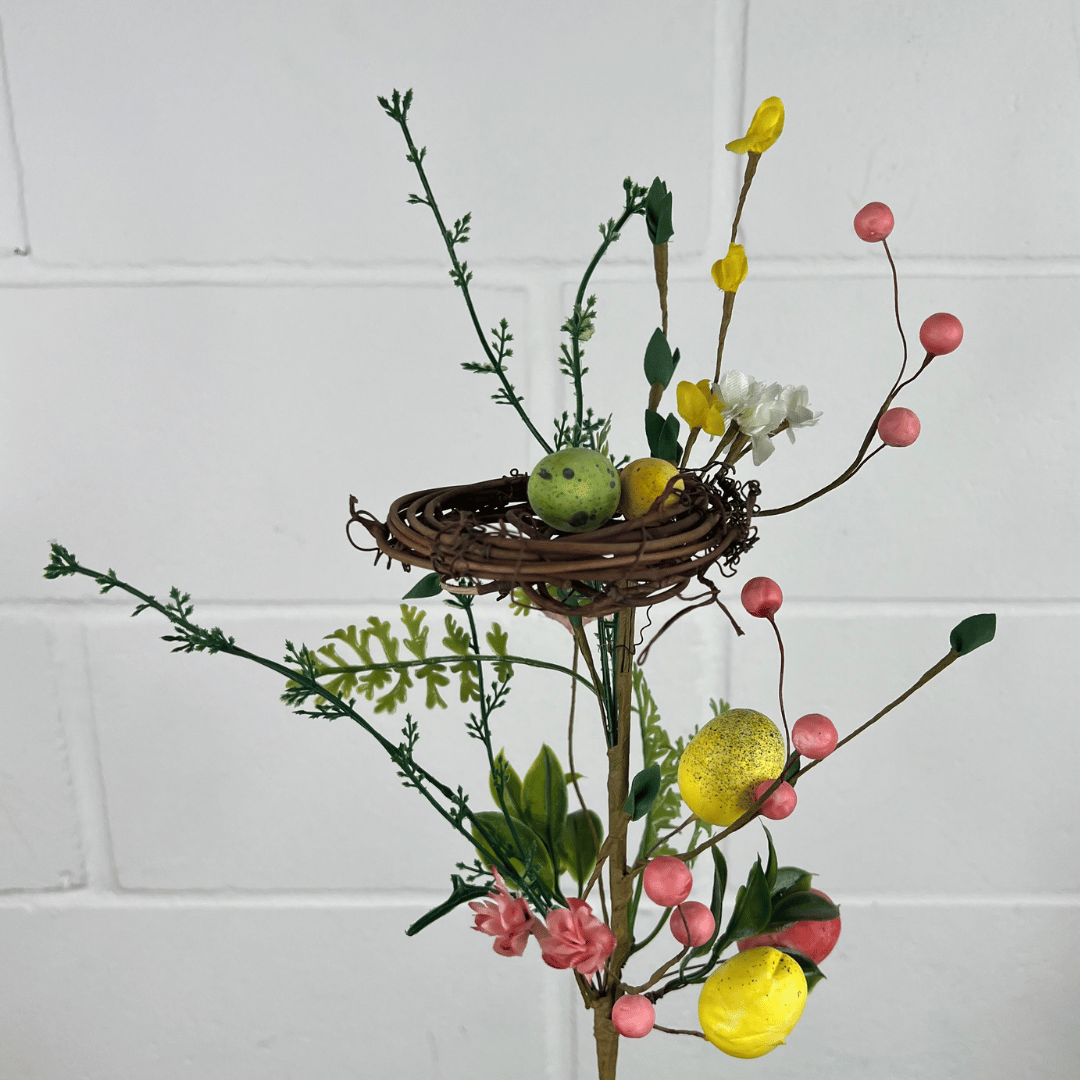 Galho Ovo Com Ninho Colorido 56cm