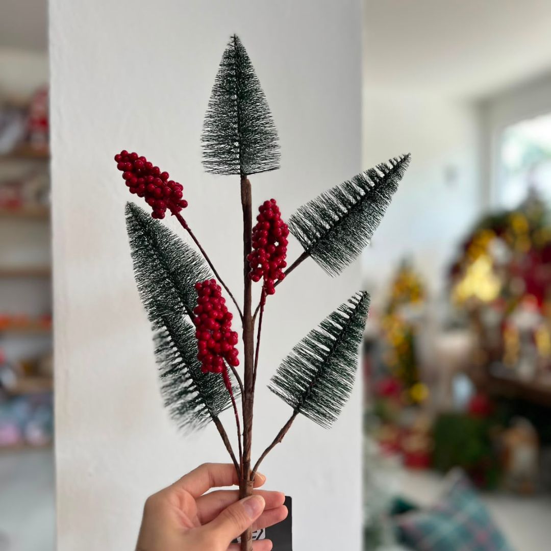 Galho Decorativo Pinheiros e Berry - 67cm