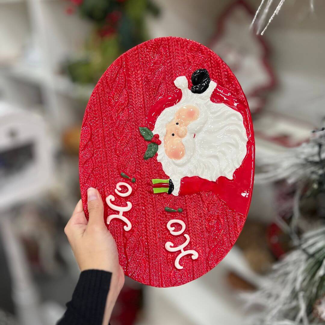 Centro de Mesa Rosto Noel Hoho Vermelho 32x22,6x3,2cm