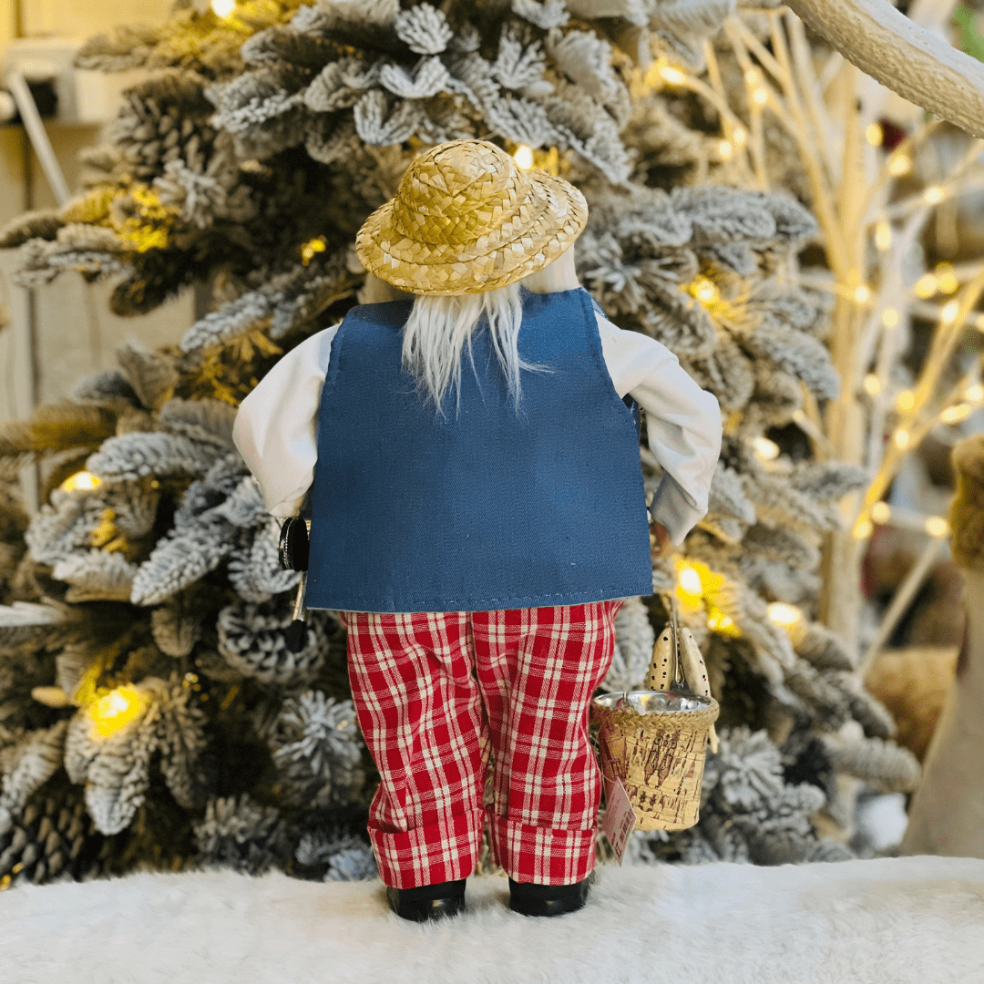 Papai Noel Pescador Vermelho e Azul 40cm