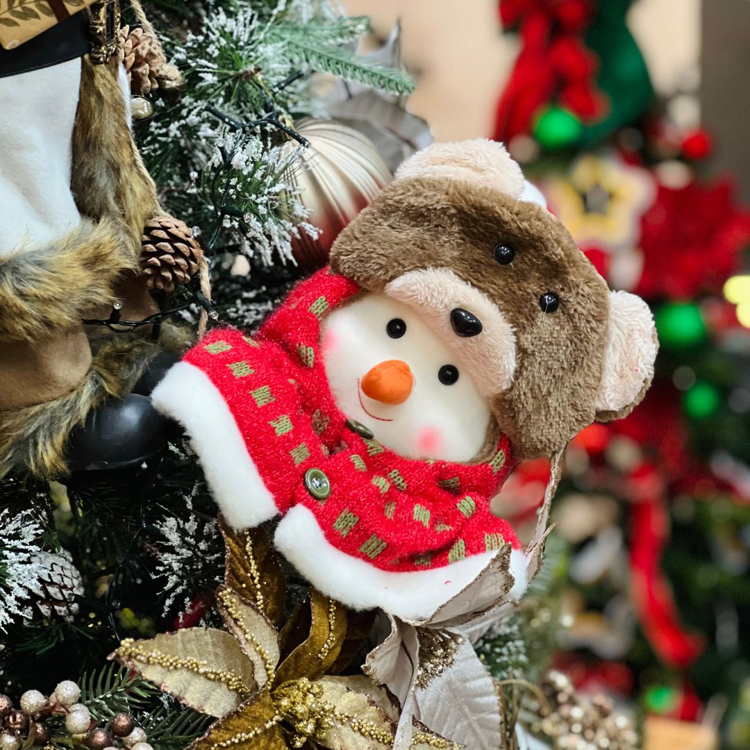 Enfeite Natalino Boneco de Neve com Touca de Rena - 70cm