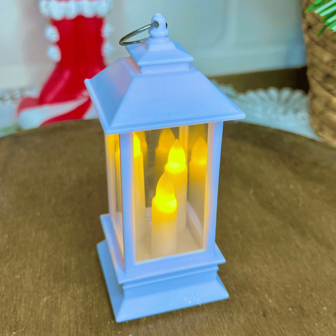 Lanterna Decorativa com Led e 03 Velas com Pilhas Branco 5,5x13cm