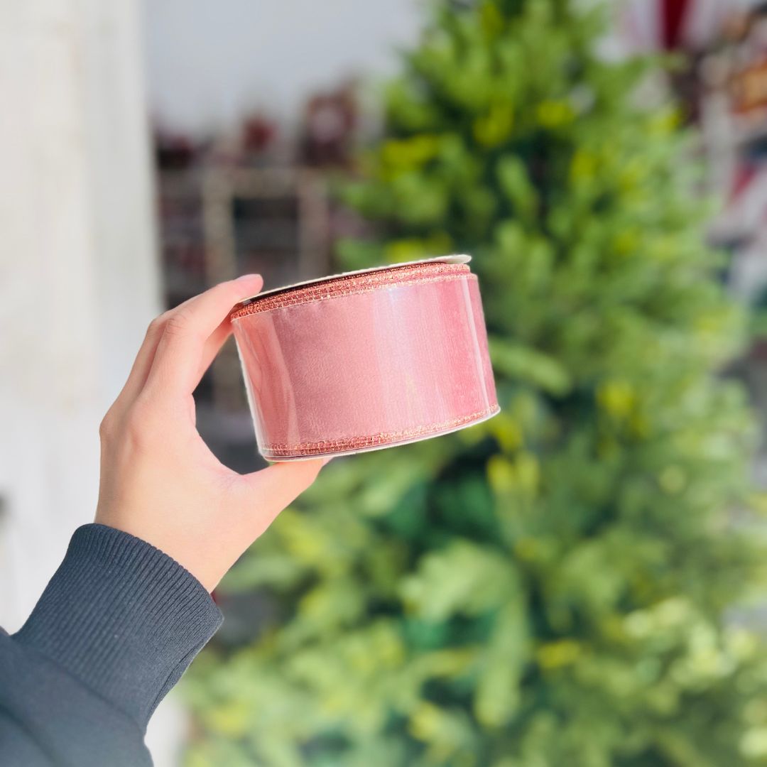 Fita Natalina Rose Aveludado Dupla Face - 6,3cmx9,14m