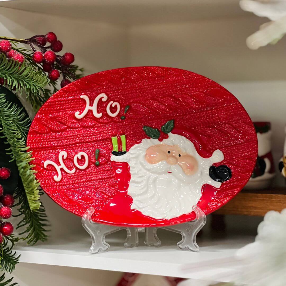 Centro de Mesa Rosto Noel Hoho Vermelho 32x22,6x3,2cm