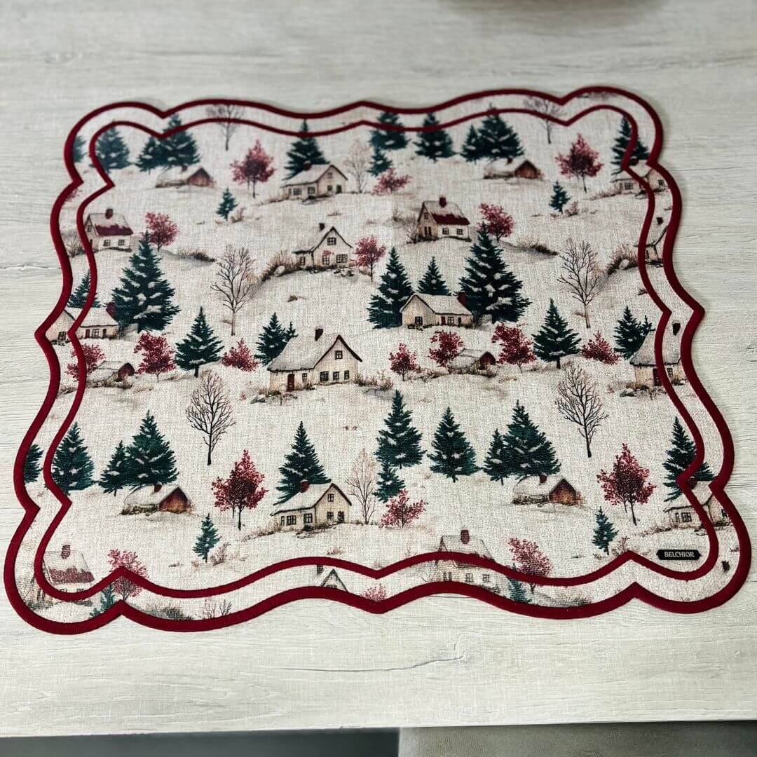 Lugar Americano Natalino Vila do Noel com Bordado – 44,5 x 38,5cm