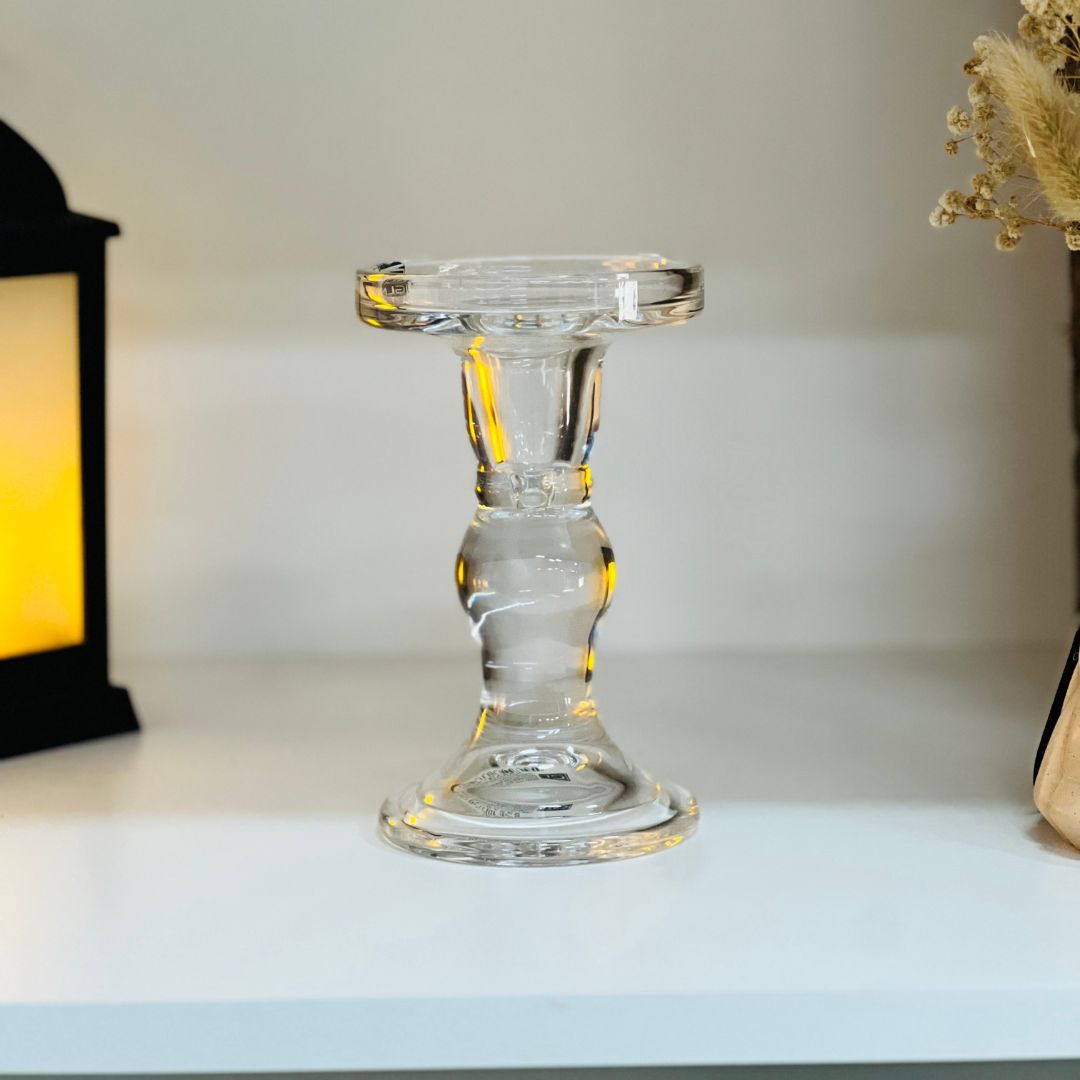 Castiçal de Vidro Transparente -15cm