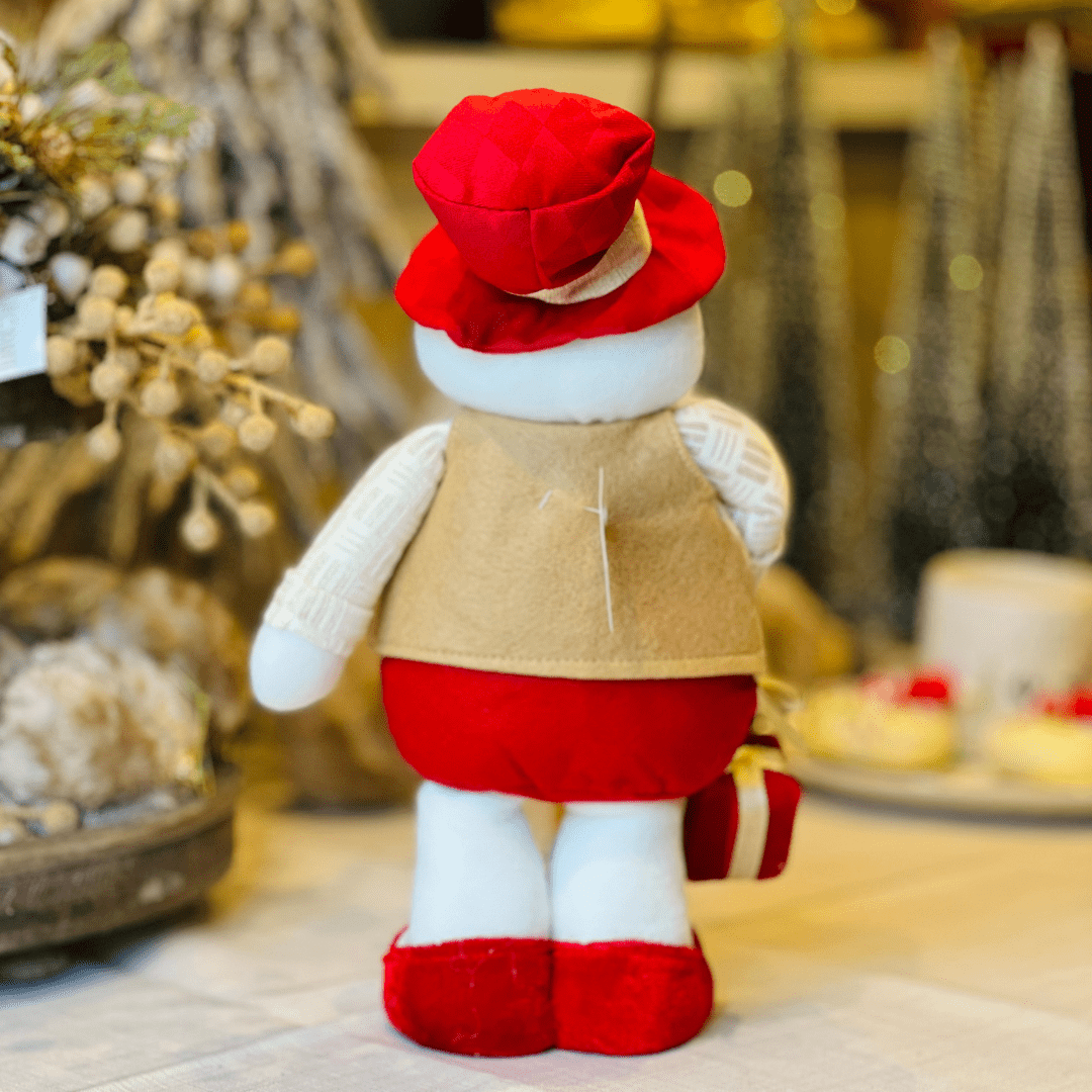 Boneco de Neve Natalino Em Pé Com Presente 40cm