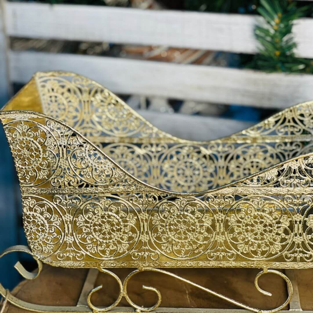 Treno Metalizado Vazado - 38cmx15,5cmx22cm