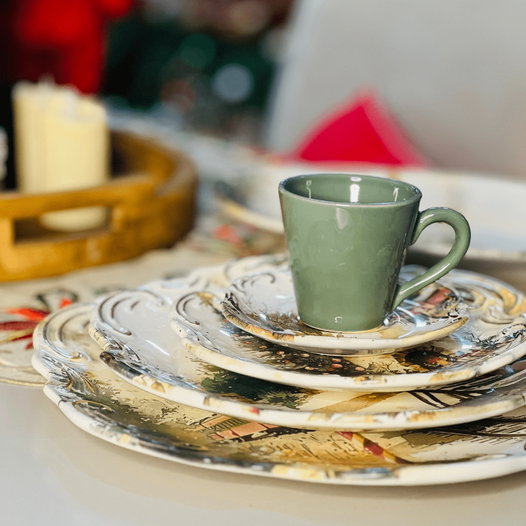 Sousplat Noite de Neve de Cerâmica 34cm