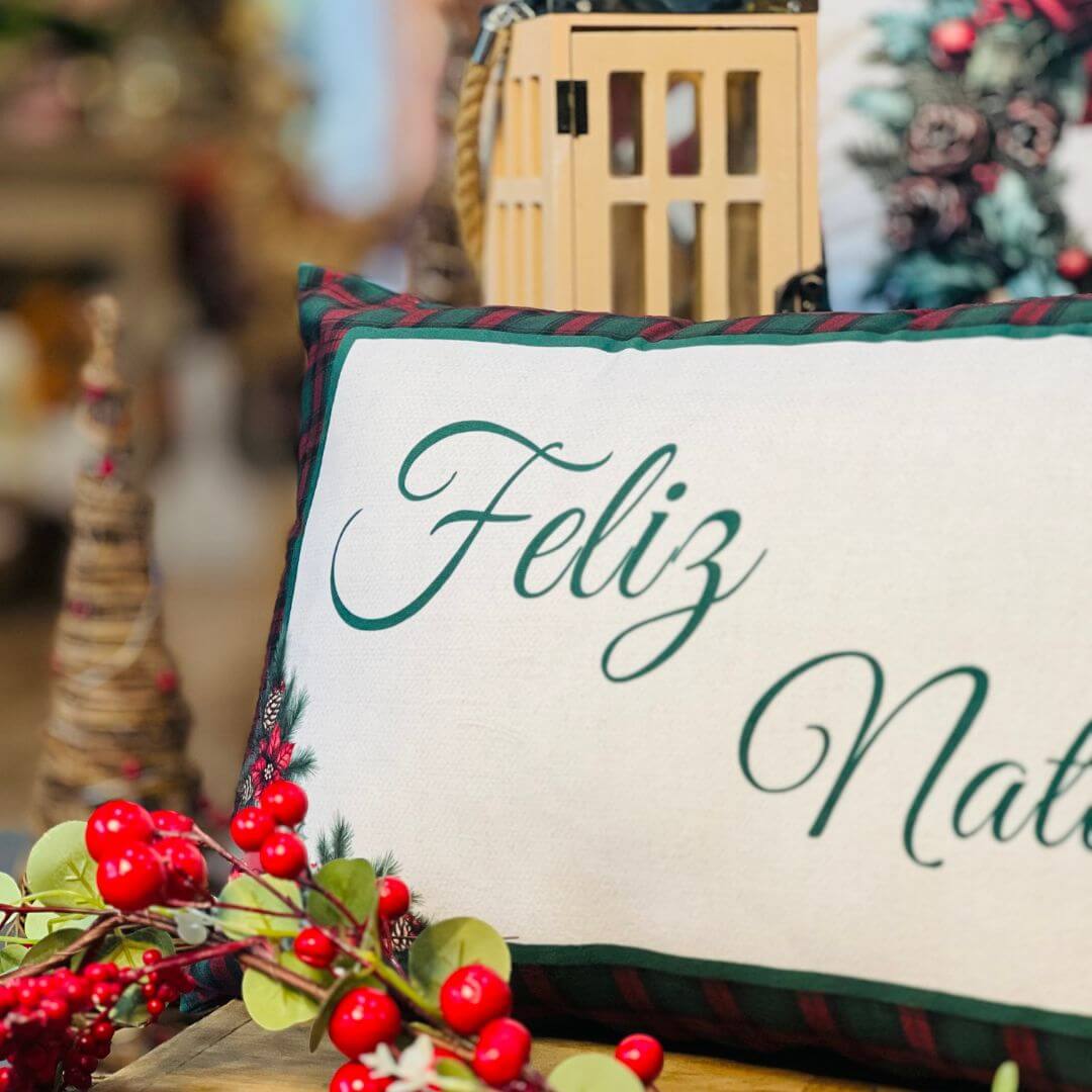 Capa Natalina Xadrez Feliz Natal - 35cmx55