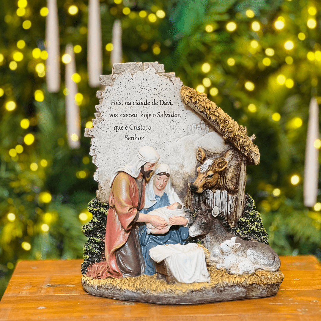 Sagrada Familia Com Frase de Resina 24,5x21,5x11cm