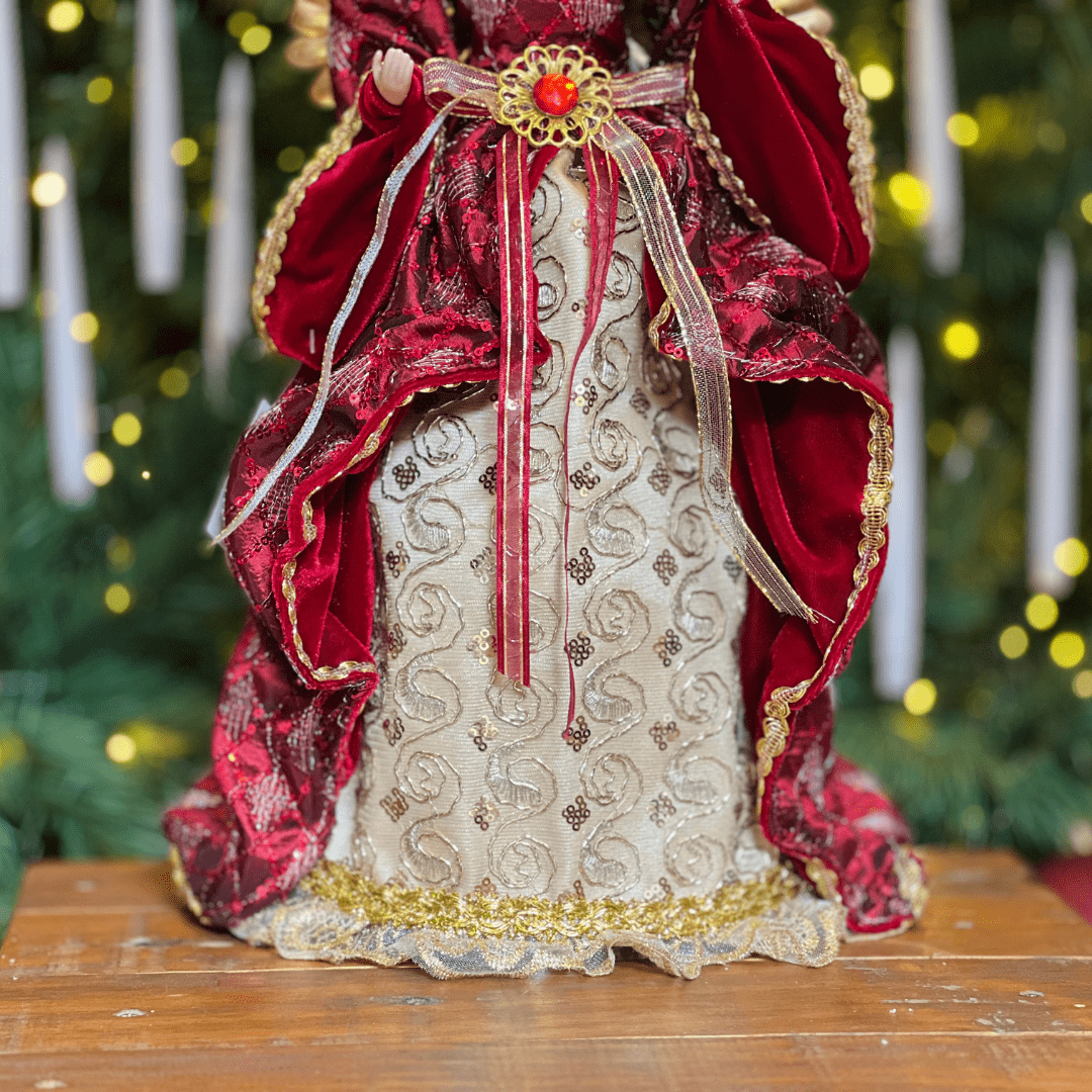 Anjo Natalino Vermelho e Dourado 40cm