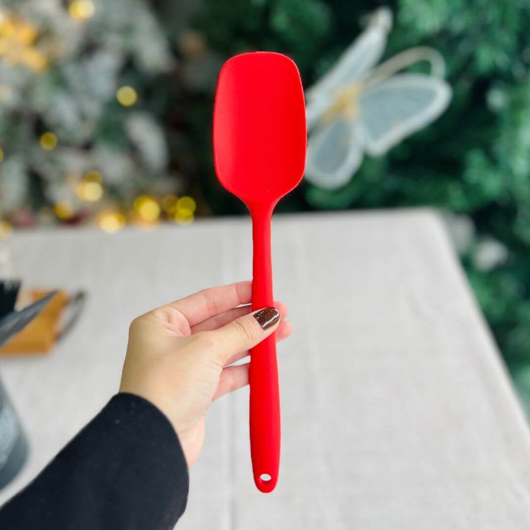 Conjunto de 6 Utensílios para Confeitaria de Silicone Com Suporte Vermelho