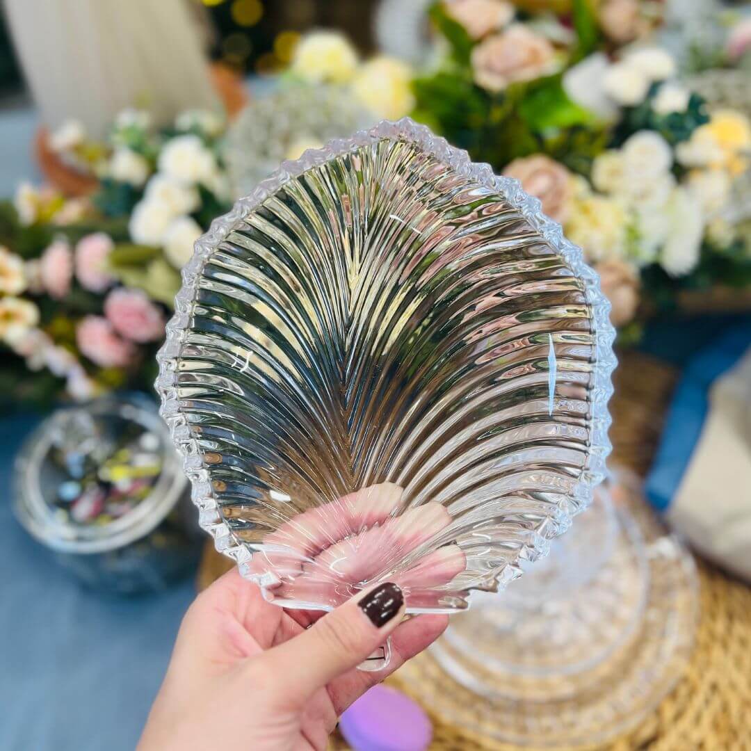 Folha Decorativa de Cristal Leaf - 19,5x17x2,5cm