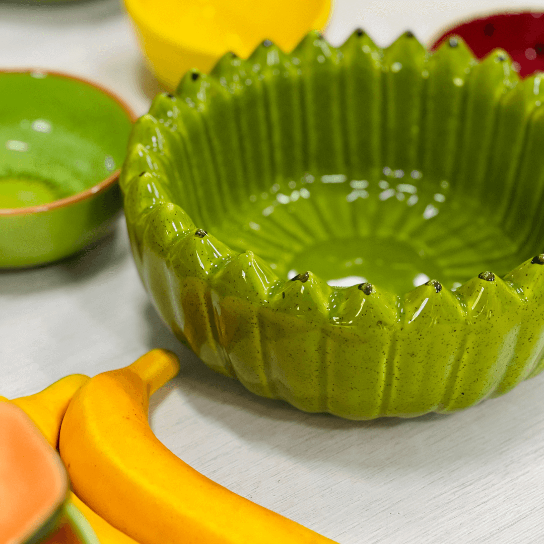 Bowl Banana Verde de Cerâmica G 10x23cm
