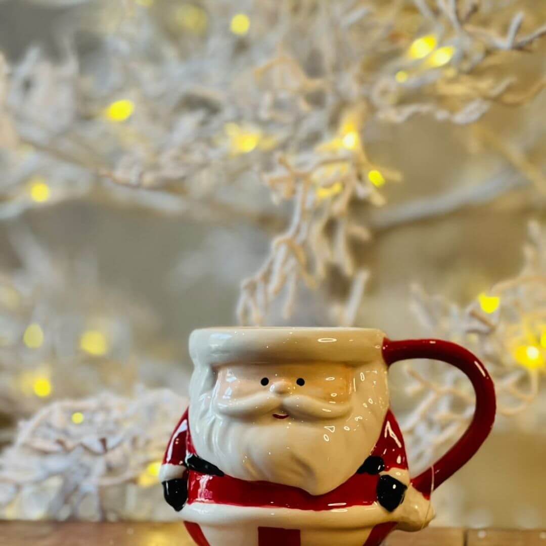 Caneca Rosto Papai Noel Vermelho e Branco - 10cm C/1 Un