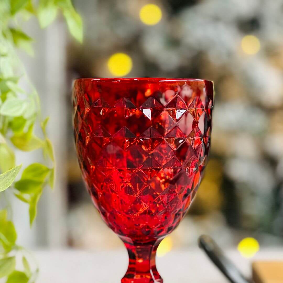Conjunto 6 Taças de Vidro Para Água Roman Vermelho - 345ml