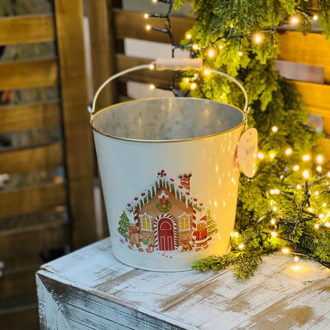 Cachepot com Alça Casa Gingerbread Colorido – 28cm