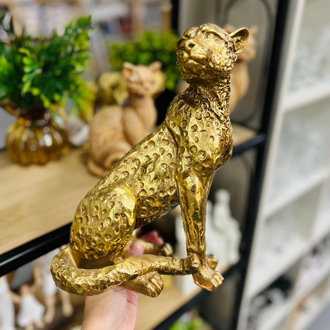Escultura Leopardo Em Poliresina - 27cm