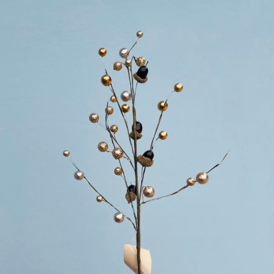 Haste com Bolinhas Champagne e Nozes - 60 cm