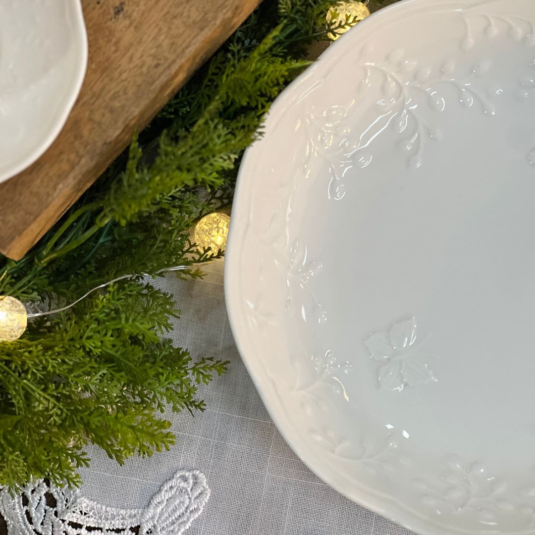 Prato Fundo de Porcelana New Bone Butterfly Flower