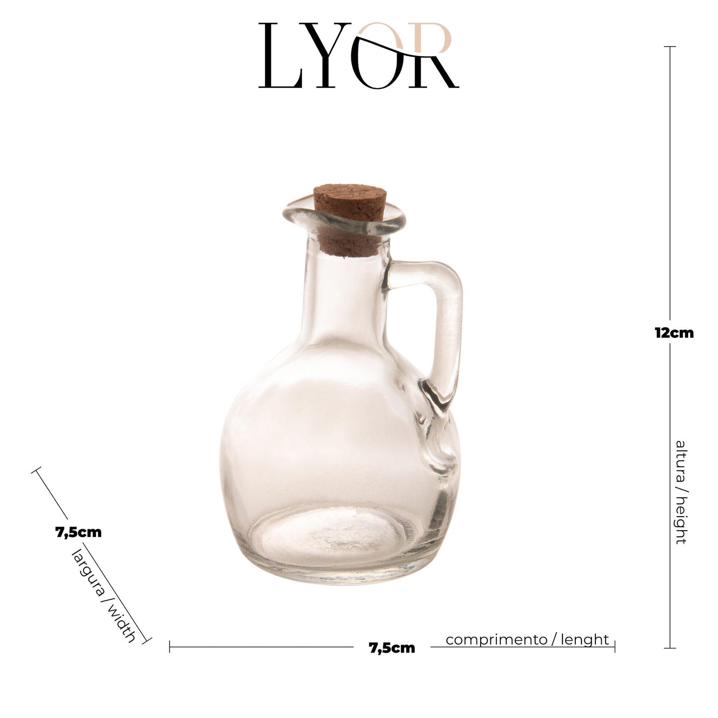 Garrafa de Azeite de Vidro Com Tampa de Rolha - 180ml