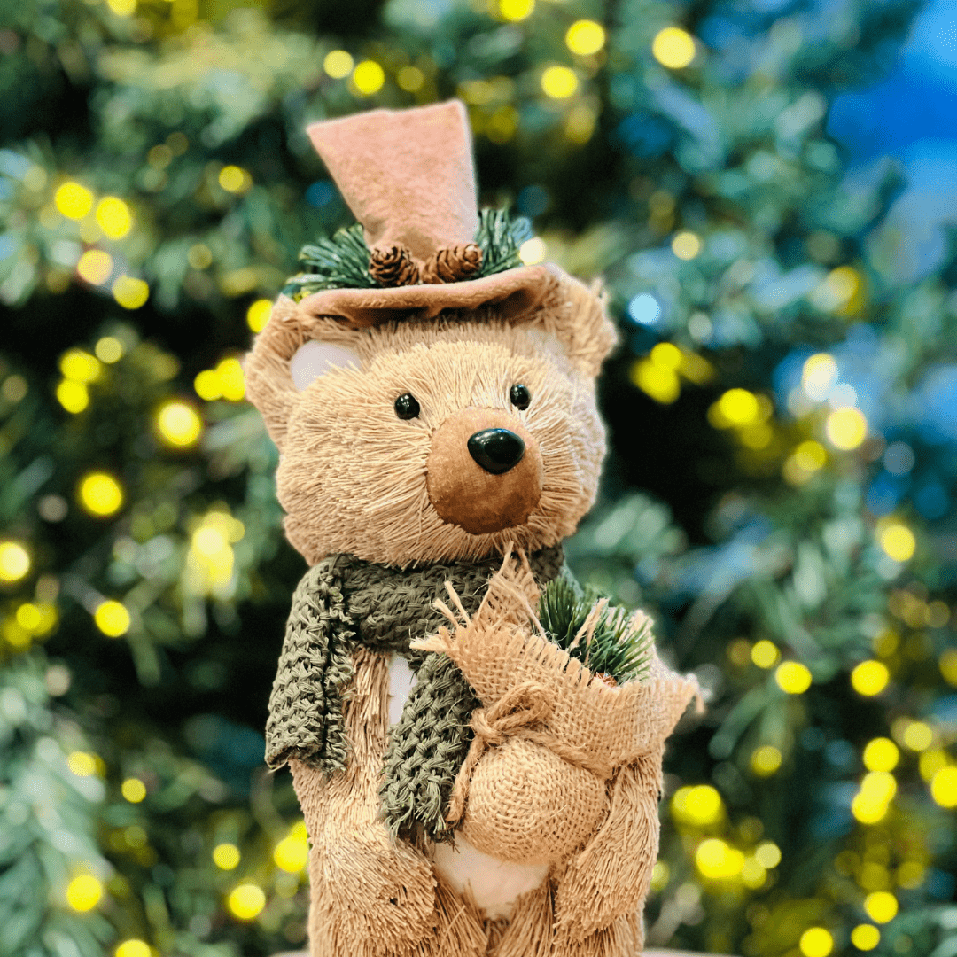 Urso Natalino Com Cartola 30x11cm