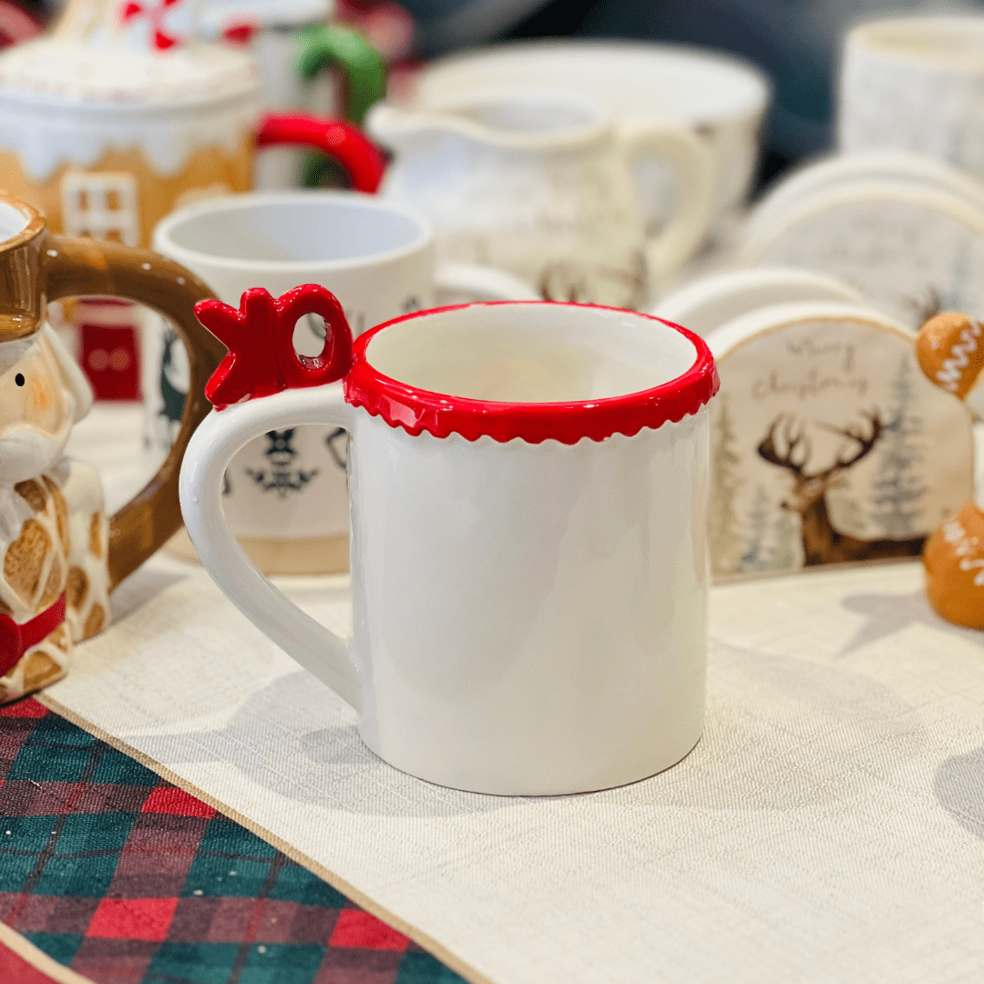 Caneca Natalina Casinha de Cerâmica 350ml 10cm