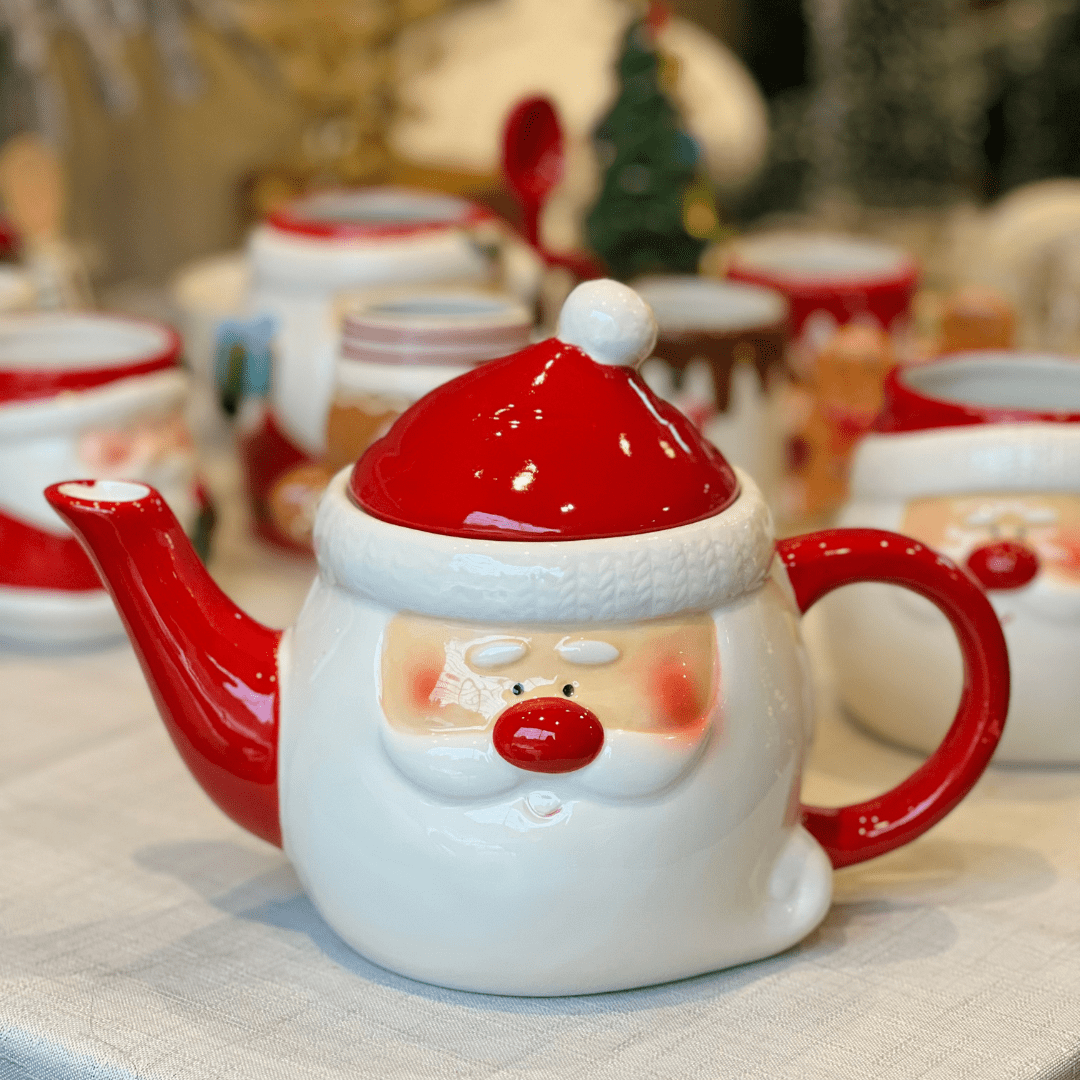 Chaleira de Papai Noel de Cerâmica 15cm