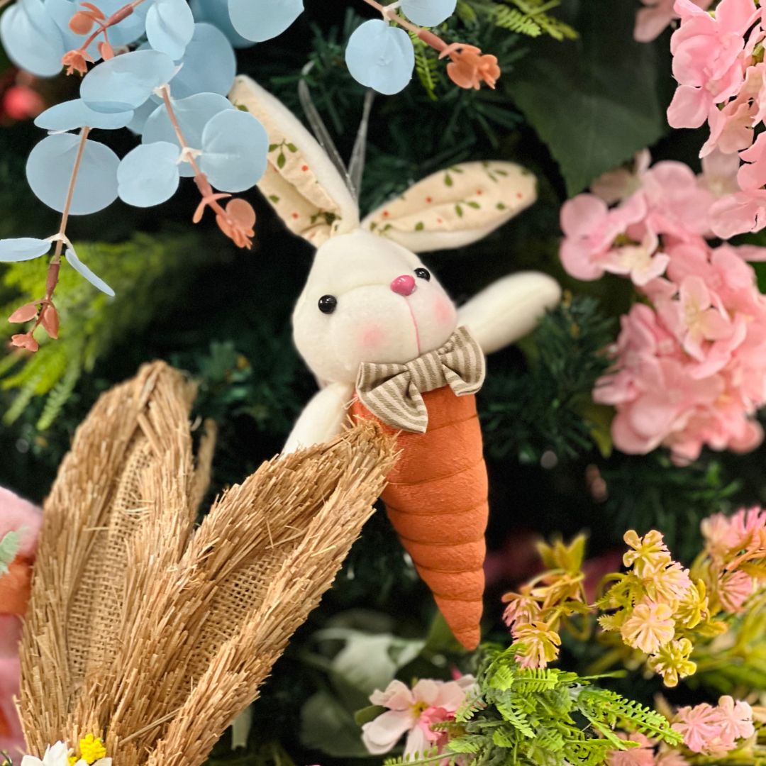 Enfeite de Pendurar Coelho Cenoura - 23cm Florzinha Verde