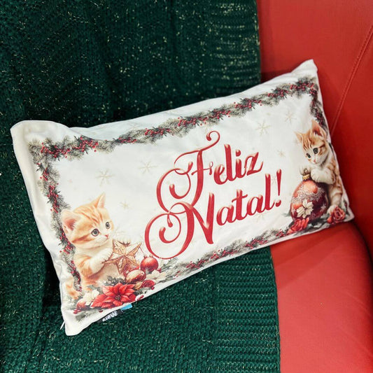 Capa de Almofada Luxor Natal Cats Feliz Natal – 50x29cm