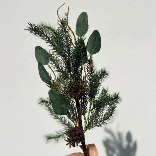 Haste de Pinheiro com Eucalipto e Pinho Realista – 65cm